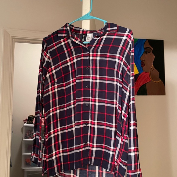 Blue and red checkered button up - Picture 5 of 6
